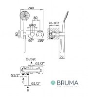 TERMOTATICA DUCHA EMPOTRADA 2 SALIDAS VENUS BRUMA